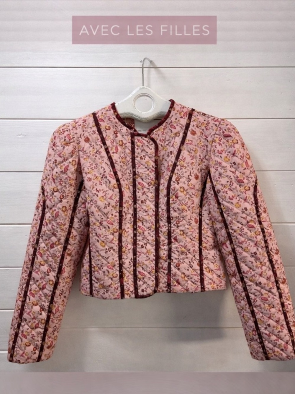AVEC LES FILLES Pink Floral Quilted Jacket – XXS